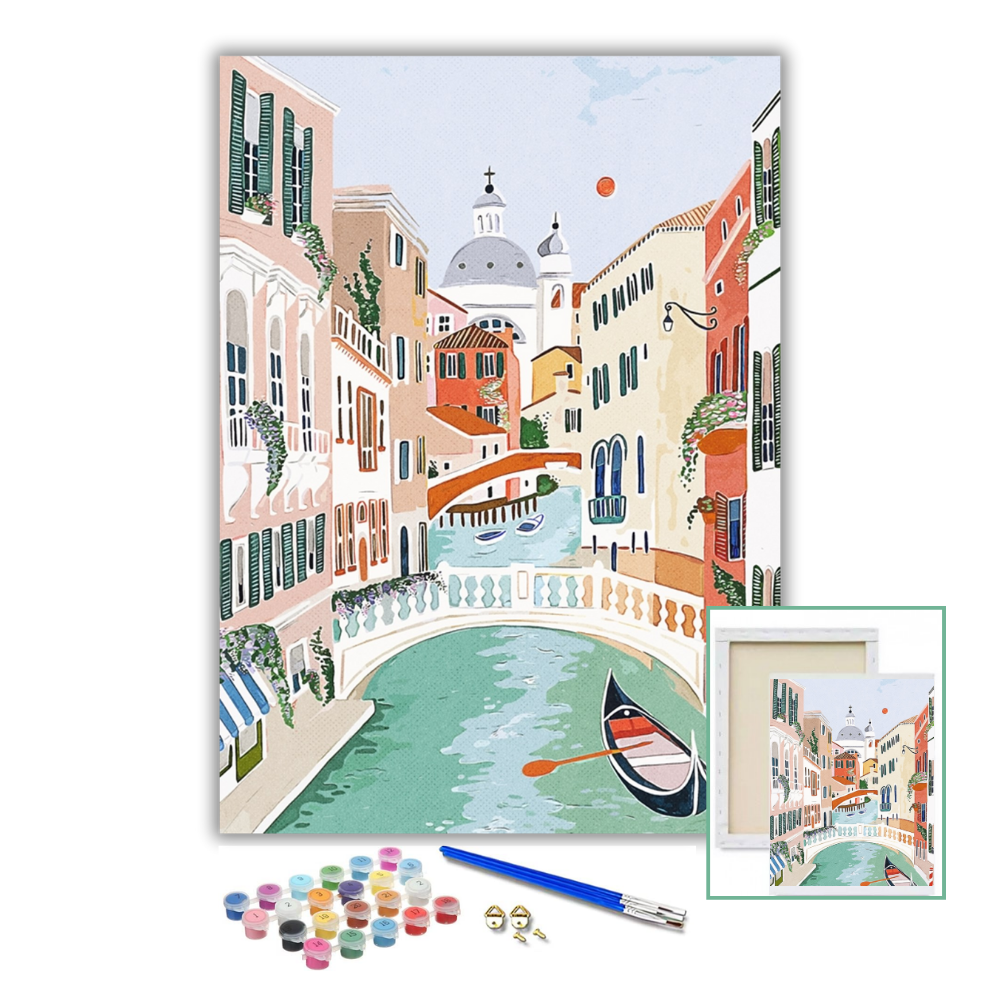 VENECIA-Kit Pintura por Números 30x40 cm, Lienzo montado (Listo para Colgar)