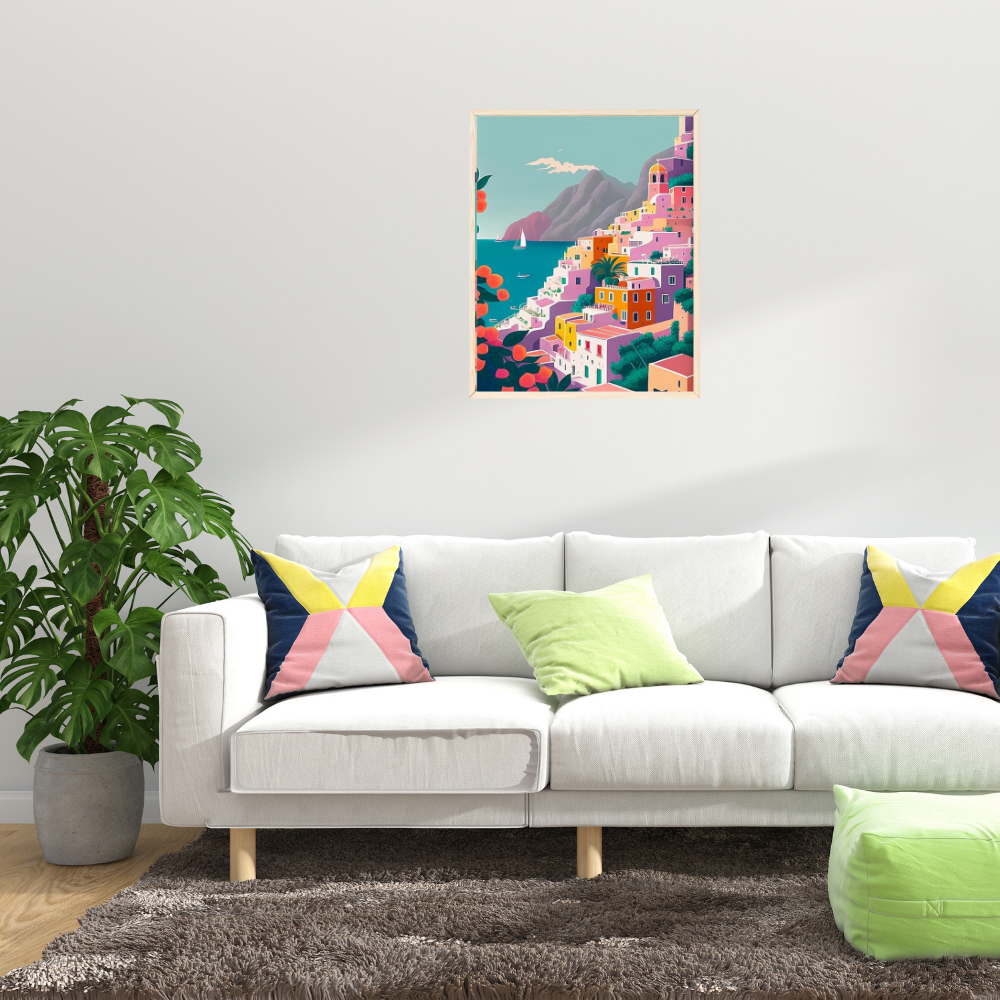 COSTA AMALFITANA-Pintura por Números 30x40 cm, Lienzo montado (Listo para Colgar)