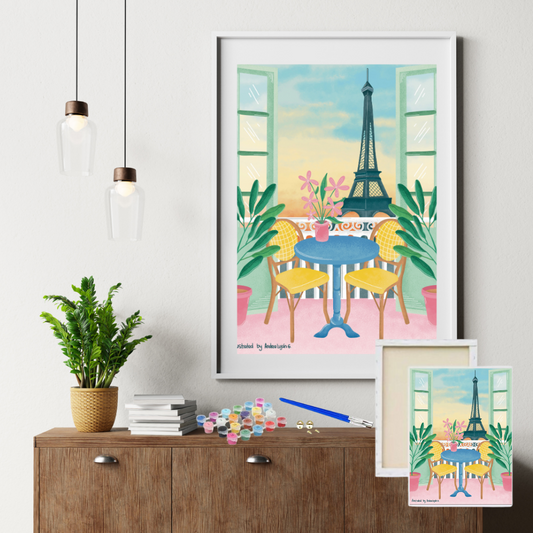 PARÍS-Kit Pintura por Números 30x40 cm, Lienzo montado (Listo para Colgar)