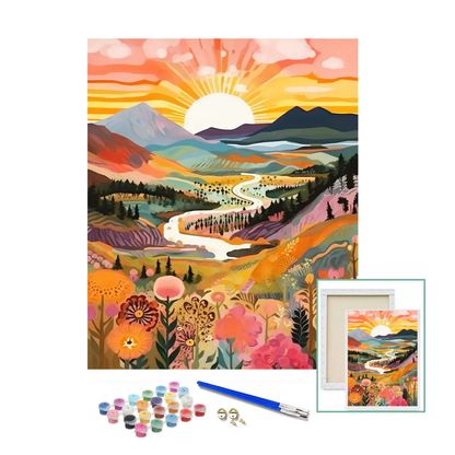 ATARDECER-Kit Pintura por Números 30x40 cm, Lienzo montado (Listo para Colgar)