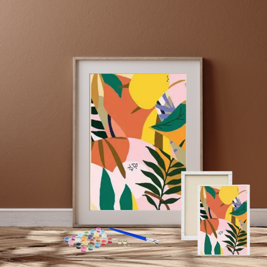 ABSTRACT PLANTS-Kit Pintura por Números 25x30 cm (Con Bastidor), Lienzo montado (Listo para Colgar)