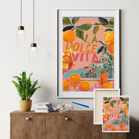 LA DOLCE VITA-Kit Pintura por Números 30x40 cm, Lienzo montado (Listo para Colgar)
