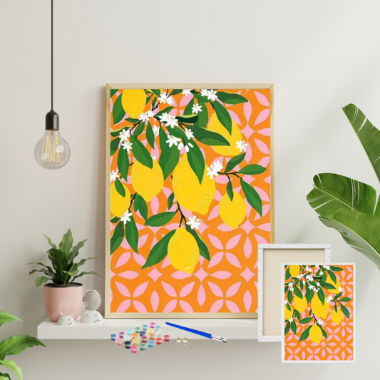LES CITRONS-Kit Pintura por Números 25x30 cm (Con Bastidor), Lienzo montado (Listo para Colgar)