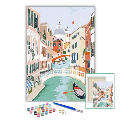 VENECIA-Kit Pintura por Números 30x40 cm, Lienzo montado (Listo para Colgar)