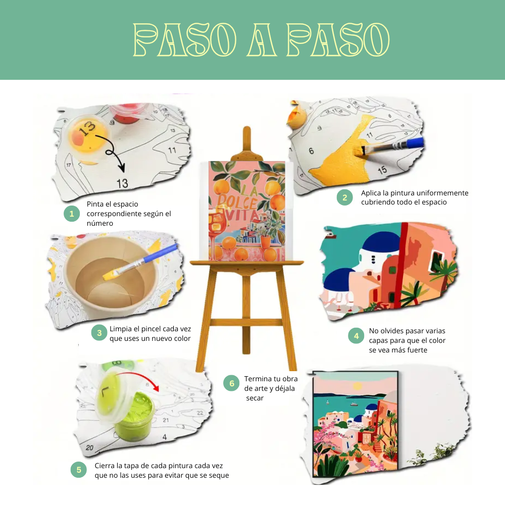 LA DOLCE VITA-Kit Pintura por Números 30x40 cm, Lienzo montado (Listo para Colgar)