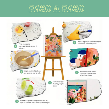 LA DOLCE VITA-Kit Pintura por Números 30x40 cm, Lienzo montado (Listo para Colgar)