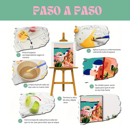 COSTA AMALFITANA-Pintura por Números 30x40 cm, Lienzo montado (Listo para Colgar)