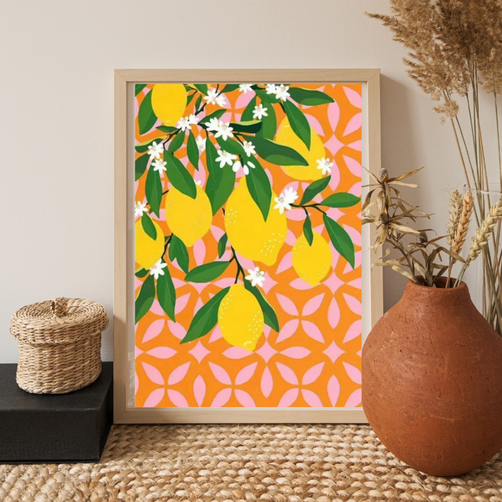 LES CITRONS-Kit Pintura por Números 25x30 cm (Con Bastidor), Lienzo montado (Listo para Colgar)