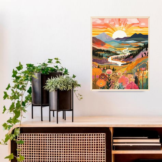 ATARDECER-Kit Pintura por Números 30x40 cm, Lienzo montado (Listo para Colgar)