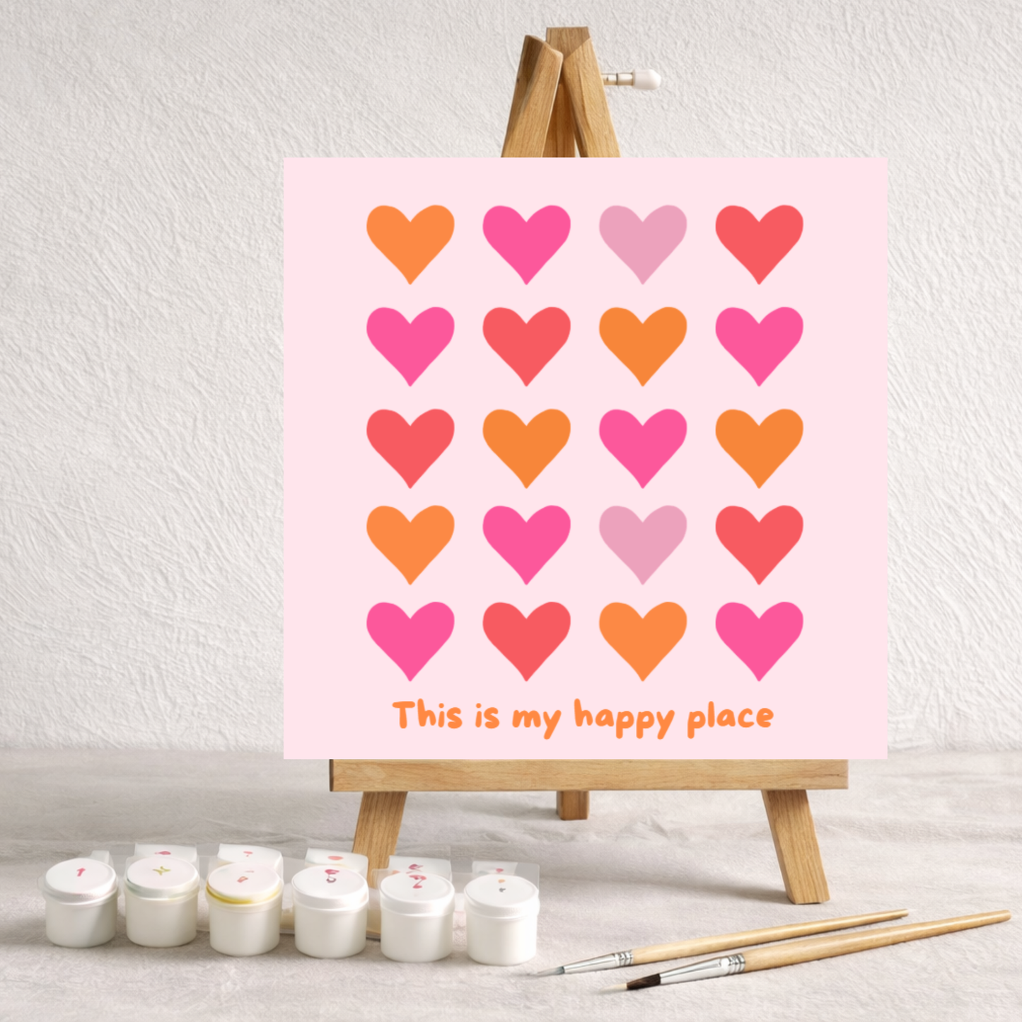 HAPPY PLACE-Paint by Numbers 20x20 cm, Stretched Canvas (Ready to Hang)