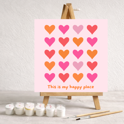 HAPPY PLACE-Paint by Numbers 20x20 cm, Stretched Canvas (Ready to Hang)