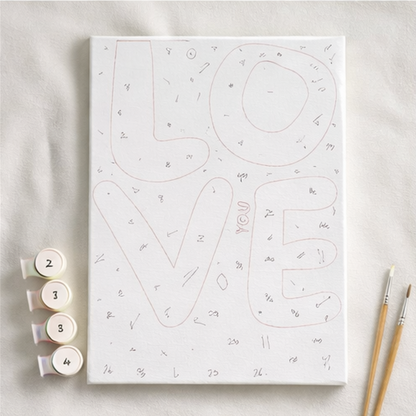 LOVE-Paint by Numbers 20x20 cm, Stretched Canvas (Ready to Hang)