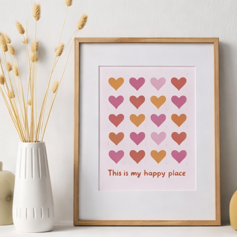 HAPPY PLACE-Paint by Numbers 20x20 cm, Stretched Canvas (Ready to Hang)