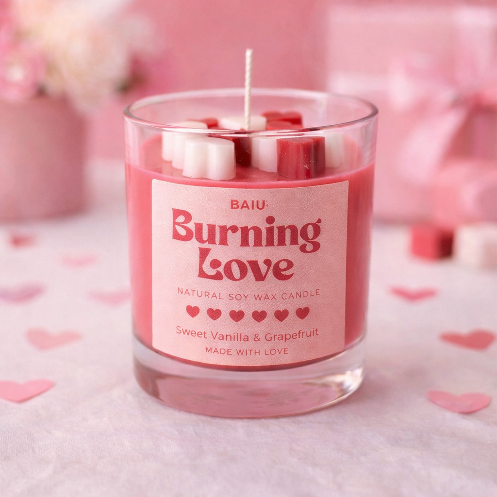 Burning Love Candle – Grapefruit & Sweet Vanilla Soy Wax Candle