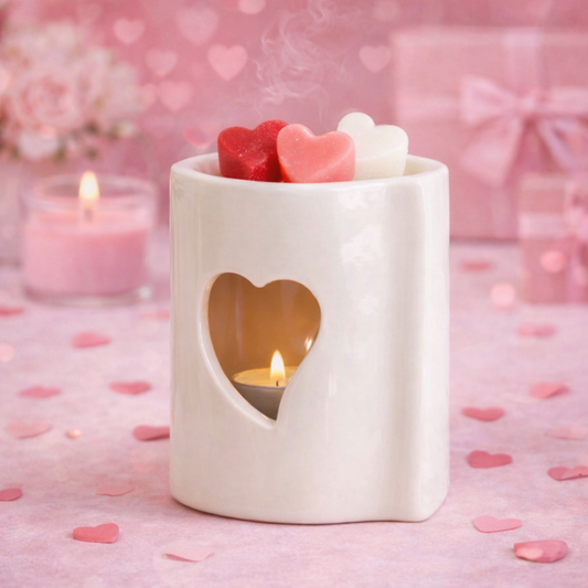 Heart Cut-Out Wax Melt Burner – White Ceramic