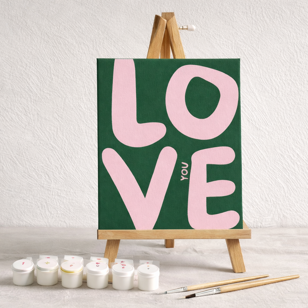 LOVE-Paint by Numbers 20x20 cm, Stretched Canvas (Ready to Hang)