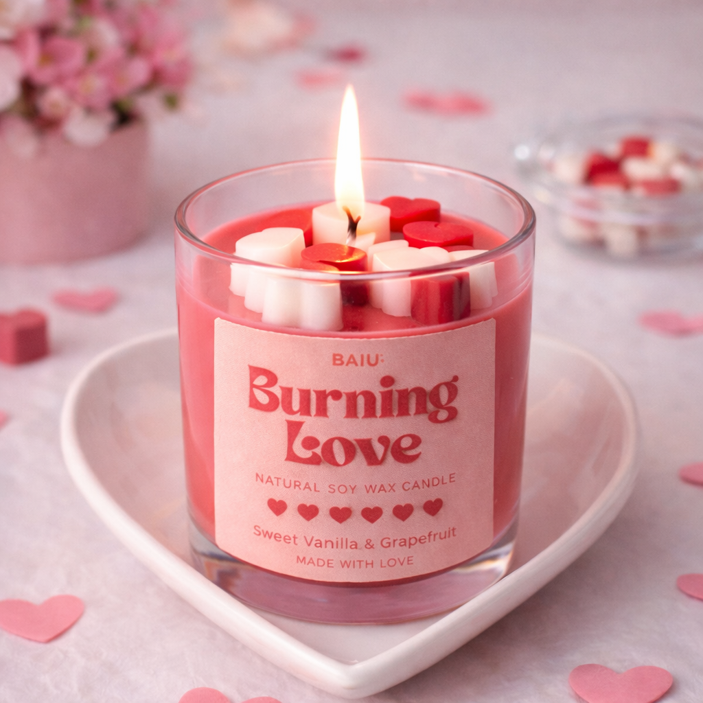Burning Love Candle – Grapefruit & Sweet Vanilla Soy Wax Candle
